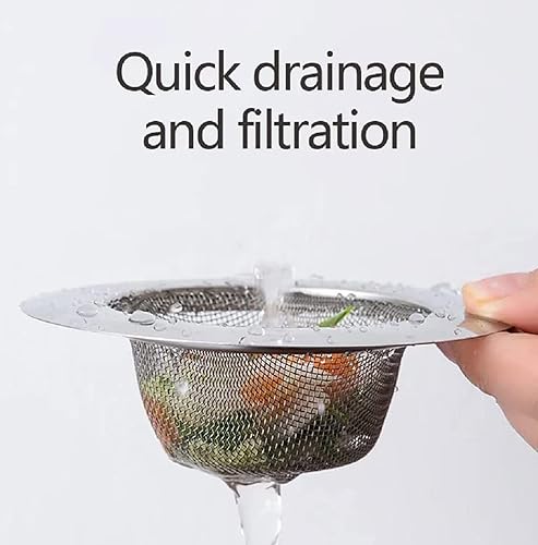 Miniatura 2 de Wixvel - Filtro de fregadero de acero inoxidable, filtro de fregadero de acero inoxidable con tapón, filtro de drenaje de fregadero de cocina de
