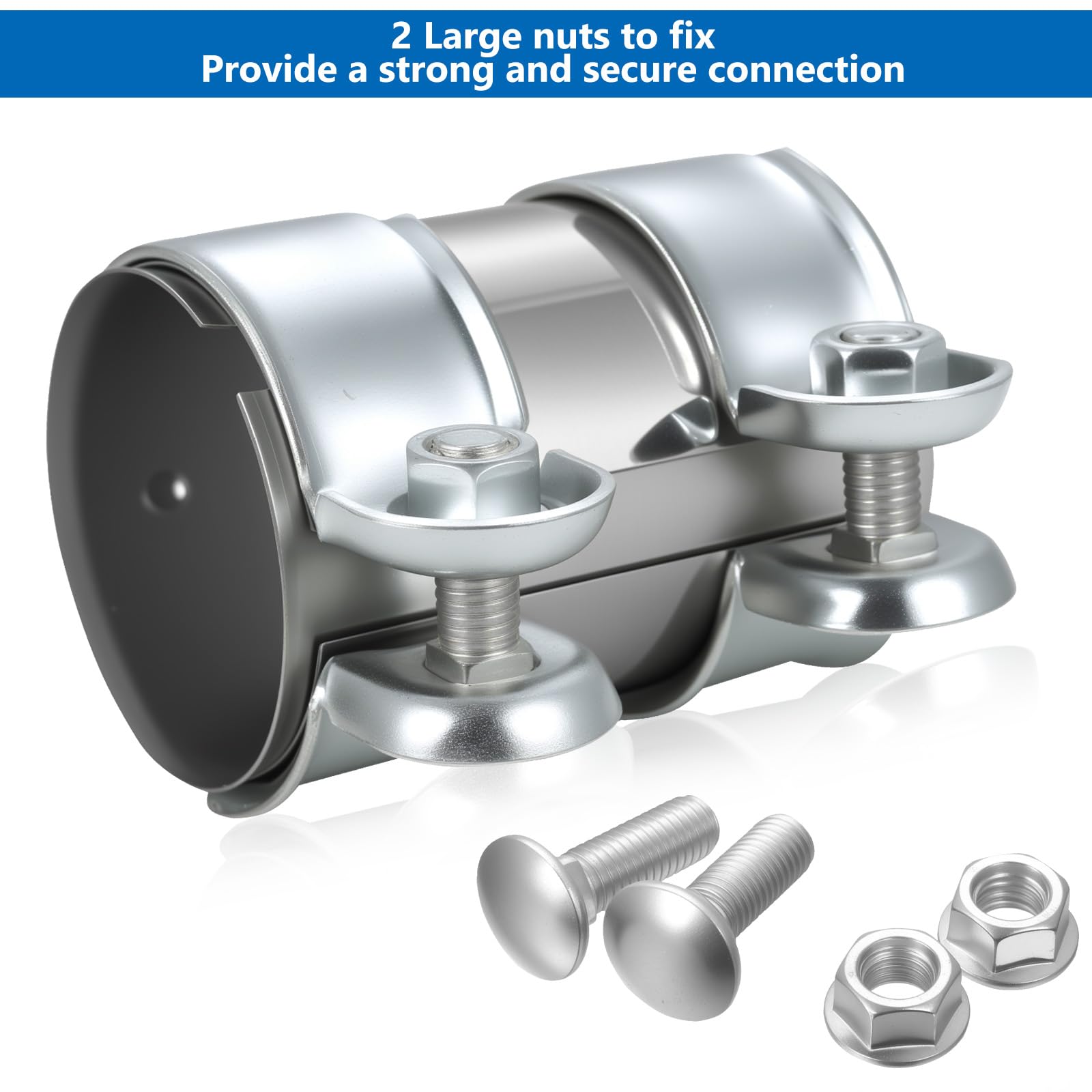 1 Pz Morsetto per Scaricos Auto, 60 mm Fascetta di Scarico in Acciaio Inox, 60 mm x 95 mm Morsetto per Tubo di Scarico Doppio, Morsetti per Tubi Giunto Marmitta