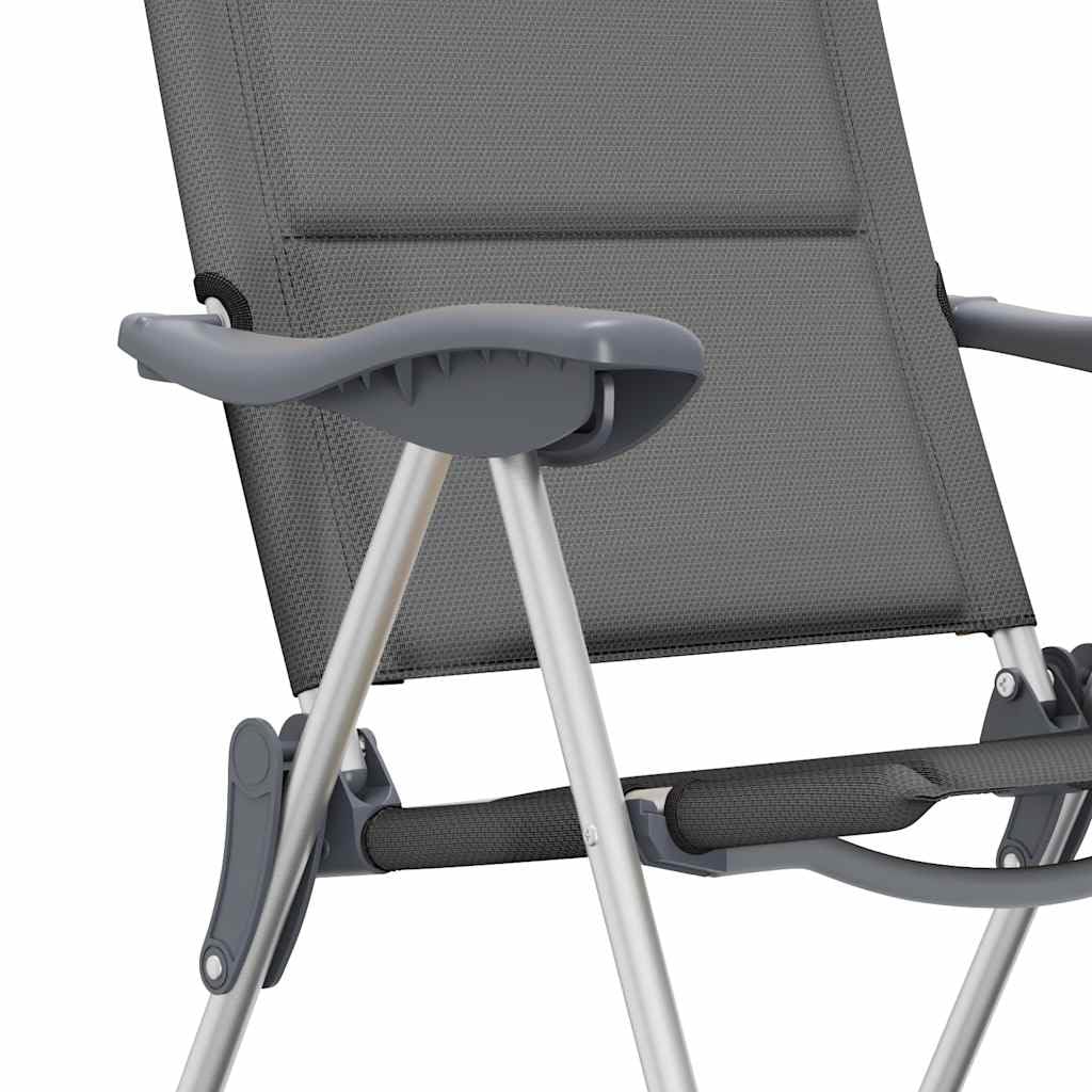 Campingstuhl 2 STK Grau Aluminium, 58 x 69 x 111 cm, klappbar, Ultraleicht und wetterfest, ideal für Camping, Garten, Strand, Wandern, Festival und Outdoor Aktivitäten