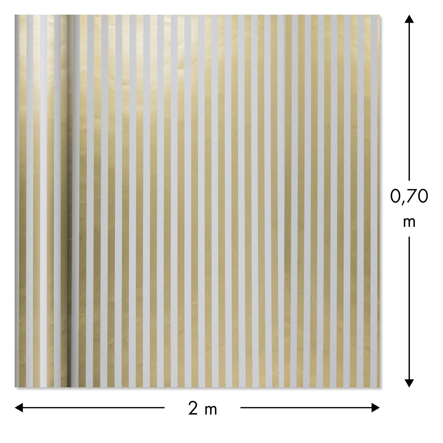 Clairefontaine 211846AMZC - Un Carton De 10 Rouleaux De Papier Cadeau - Papier Premium 80g - Dimensions : 2x0,70m - Motif : Or, Brillant, Géométrique, Plumes, Fleurs - Emballage Cadeau