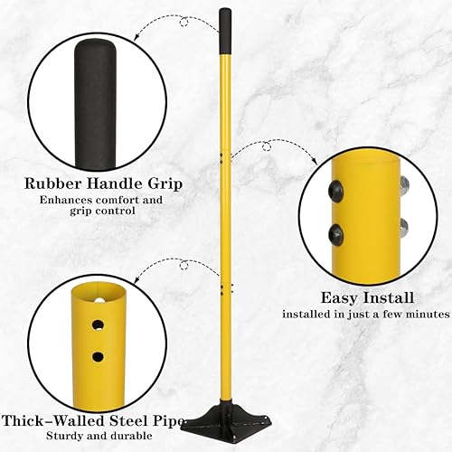 Miniatura 5 de Herramienta de jardinería de acero con mango de acero de 48 pulgadas, manipulador de jardín de 8 x 8 pulgadas con agarre de goma para ahorrar