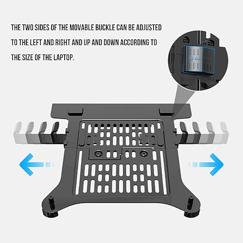 Miniatura 5 de Soporte de bandeja de montaje para portátil, accesorio de montaje en brazo, bandeja ventilada, abrazaderas expandibles para portátiles de 17 pulgadas