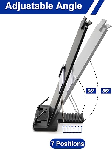 Miniatura 3 de Lawei Paquete de 2 soportes para documentos de escritorio con clip ajustable y guía de línea, soporte portátil para libros de documentos, soporte