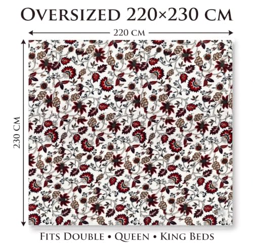 Image of VAS COLLECTIONS 280 GSM Flannel Blanket for Double Bed, Ultra Soft Plush Fleece Blanket, Warm & Cozy Heavy Winter Blanket, Breathable AC Blanket, for Home & Hotel, 220 x 230 cm - Ivory Crimson
