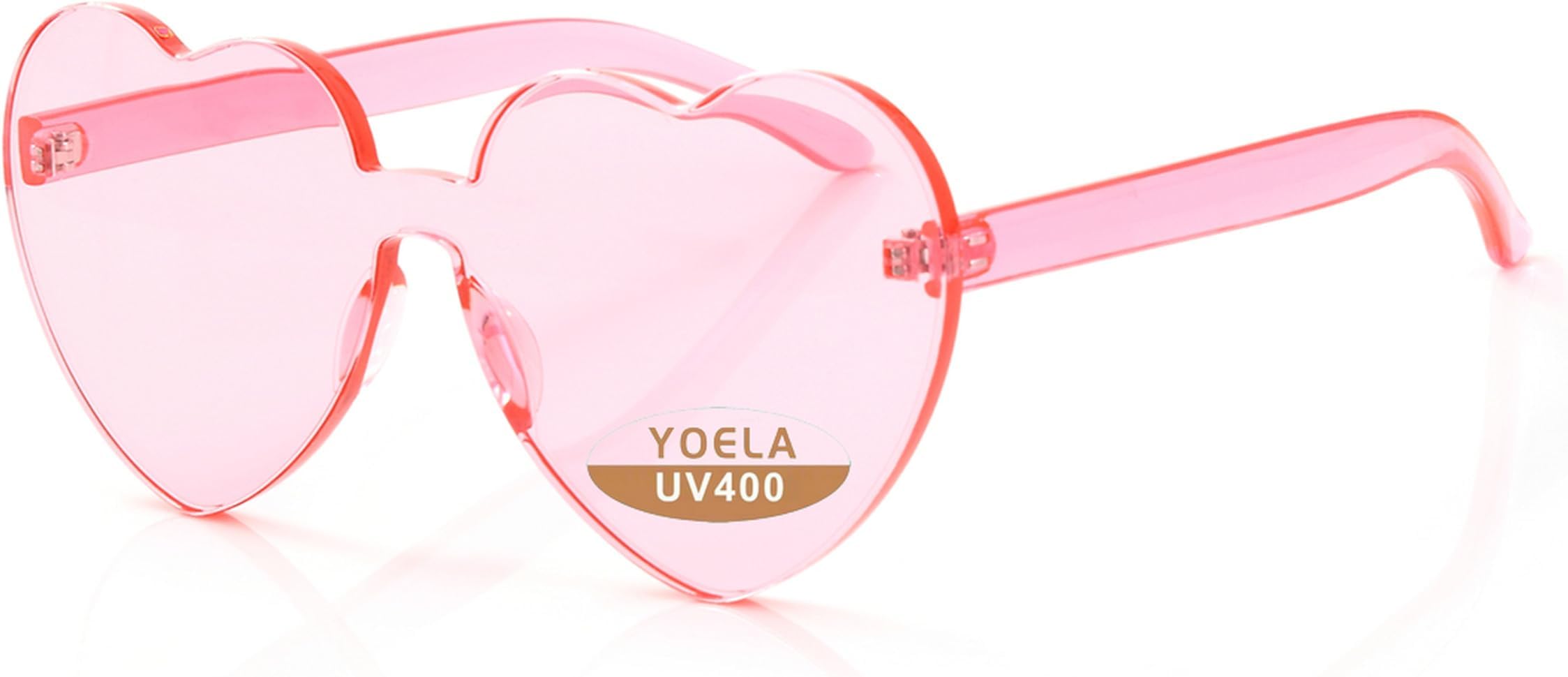 OLIN Heart Thick Oversized Rimless Sunglasses One Piece Eyewear Colored Sunglasses for Women