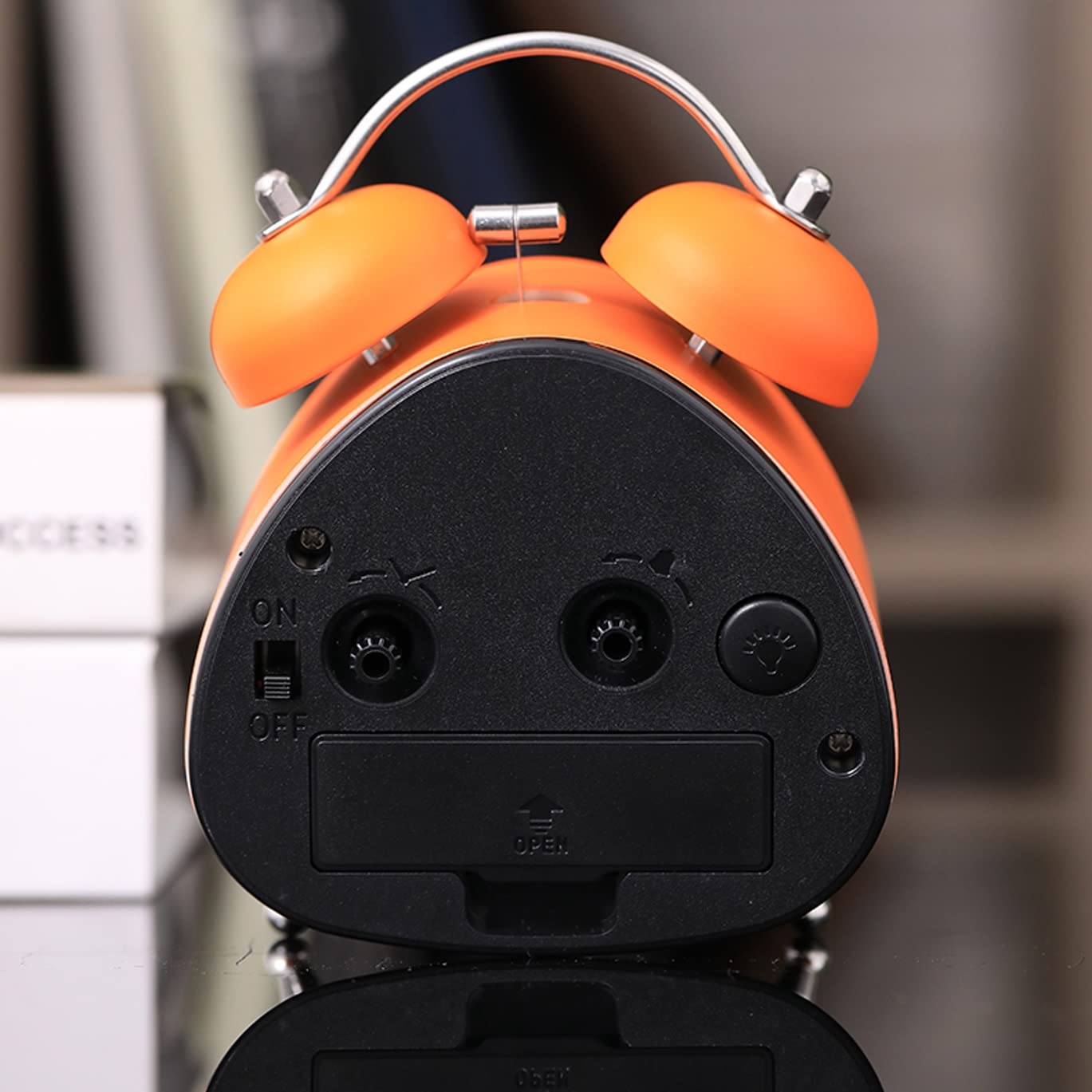 Despertador, Reloj mecánico silencioso a Pilas con Campana for Oficina(Orange)