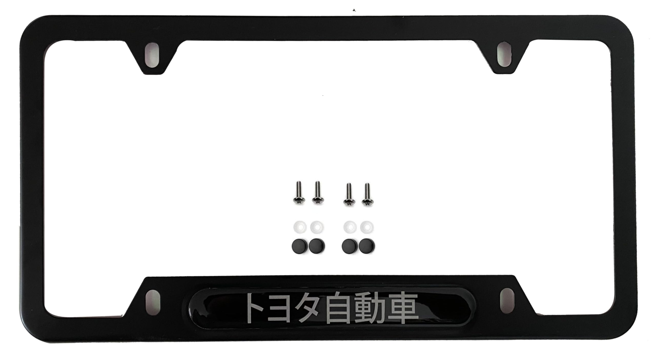 Japanese Text License Plate Frame Cover Holder Stainless Steel Car Accessories Black 1Pc