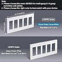 Vista 3 de BESTTEN Placa de pared sin tornillos de 5 segmentos, cubierta de enchufe decorador, placa decorativa para interruptor, serie blanca nieve brillante