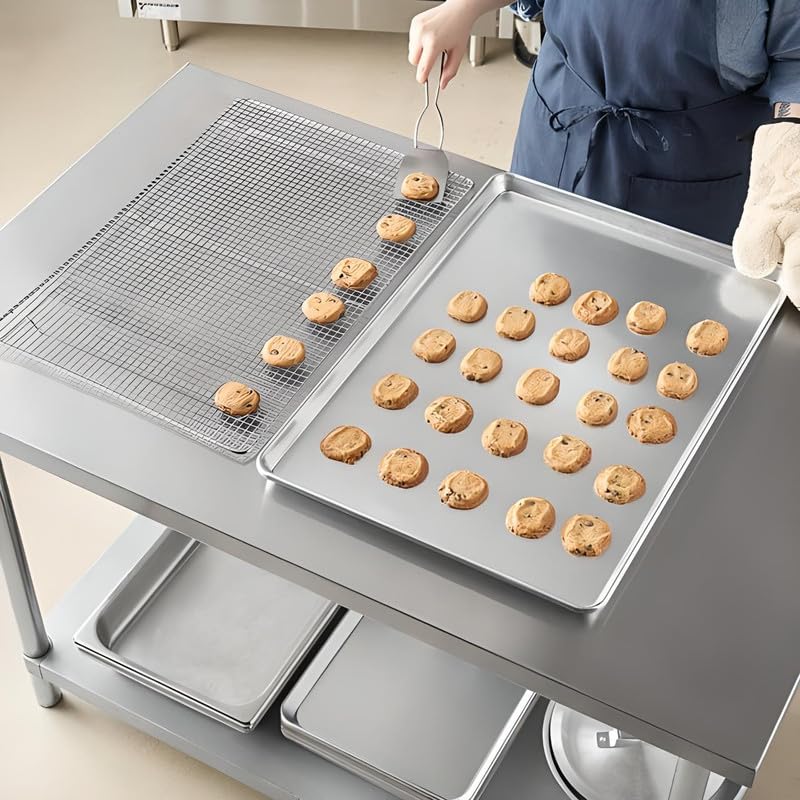 OCS Parts Pro Series Full Size 18" x 26" Aluminum Sheet Baking Pan | 19 Gauge Wire in Rim Aluminum Sheet Pan for Home or Commercial Kitchens