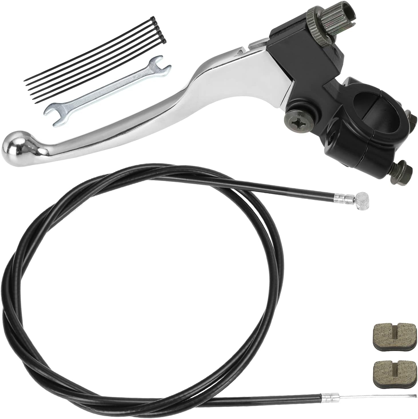 YOXUFA 7/8" 22mm Left Brake Clutch Handle Lever 155cm Cable with Brake Pads for Coleman CT100U CC100X 98cc 3HP Baja Doodle Bug DB30 Motovox MBX10 MBX11 Monster Moto Powersport Mini Bike Parts