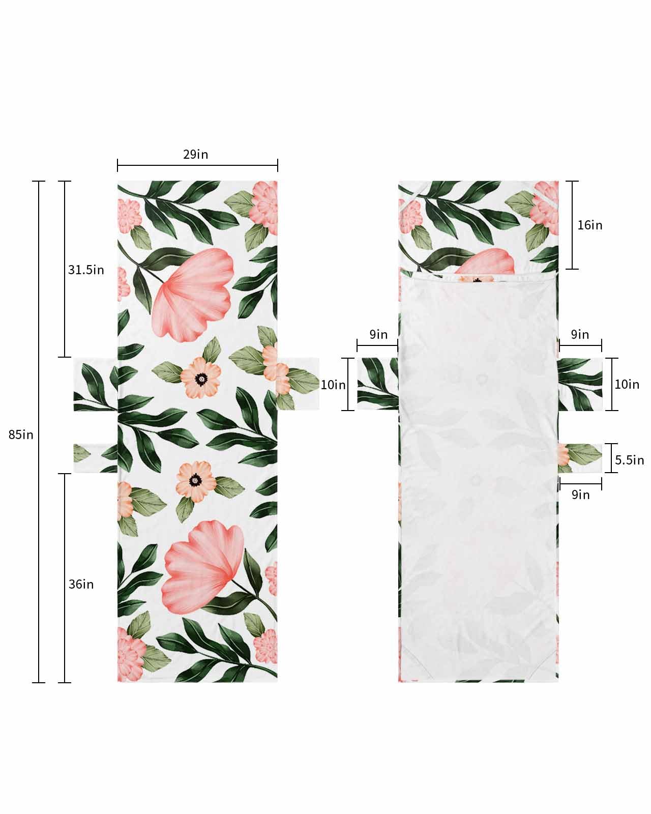 Red Orange Spring Floral Beach Lounge Chair Towel Cover, Soft Chaise Lounge Towel with Side Pockets Patio Pool Chairs Cover for Beach/Pool Sunbathing 29x85 Green Botanical