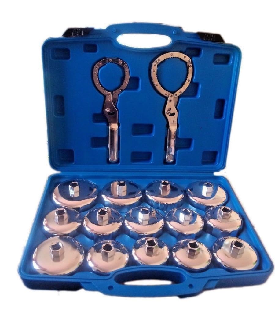 Trade Shop - Set Chiave A Tazza per Filtro Olio 16 Pz Auto Universale Attrezzo Officina