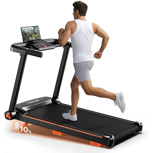 Treadmills for Home, 3.0HP Quiet Brushless Foldable Treadmill with Incline, Small Space Portable Running Walking Machine, 300 Lbs Capacity with Bluetooth APP & Pulse Monitor