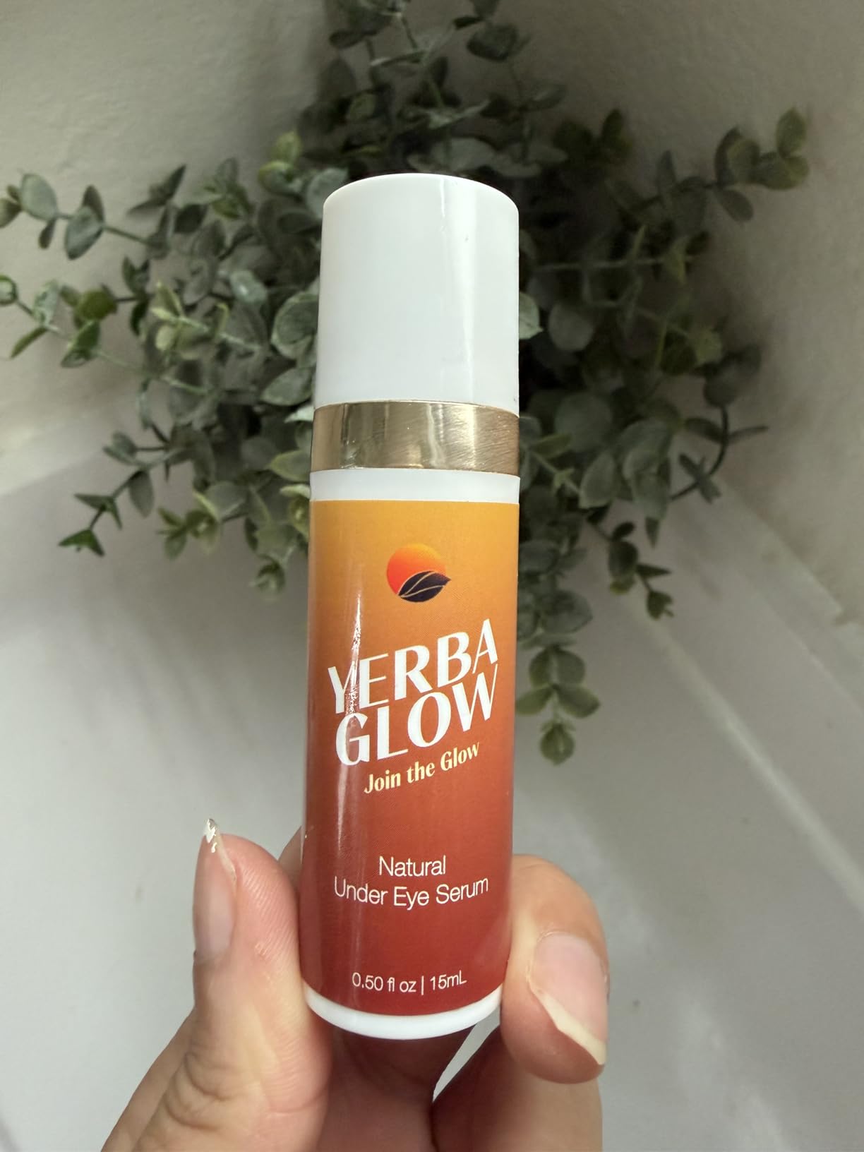 Yerba Glow Dark Circle Eye Treatment - Yerba Glow Caffeine Eye Cream for Puffiness & Bags - Under Eye Serum with Hyaluronic Acid, Peptides & Vitamin C - 0.5 oz Natural