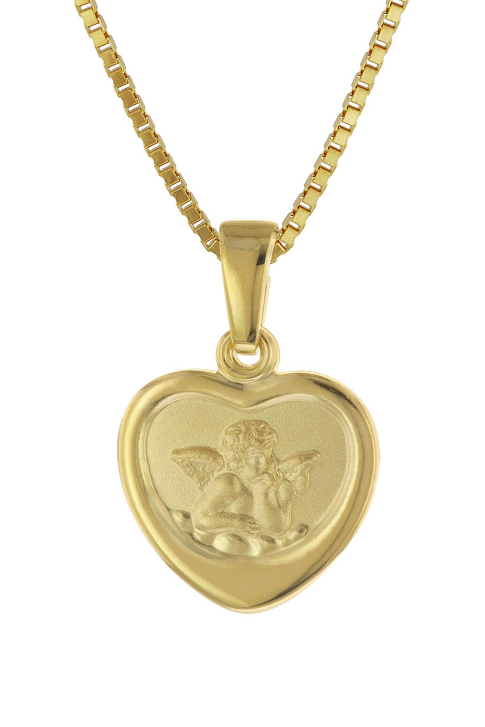 trendor Halskette mit Schutzengel für Mädchen Gold auf Silber 925 75713 | Engel Anhänger für Mädchen Silberschmuck vergoldet Geschenkidee