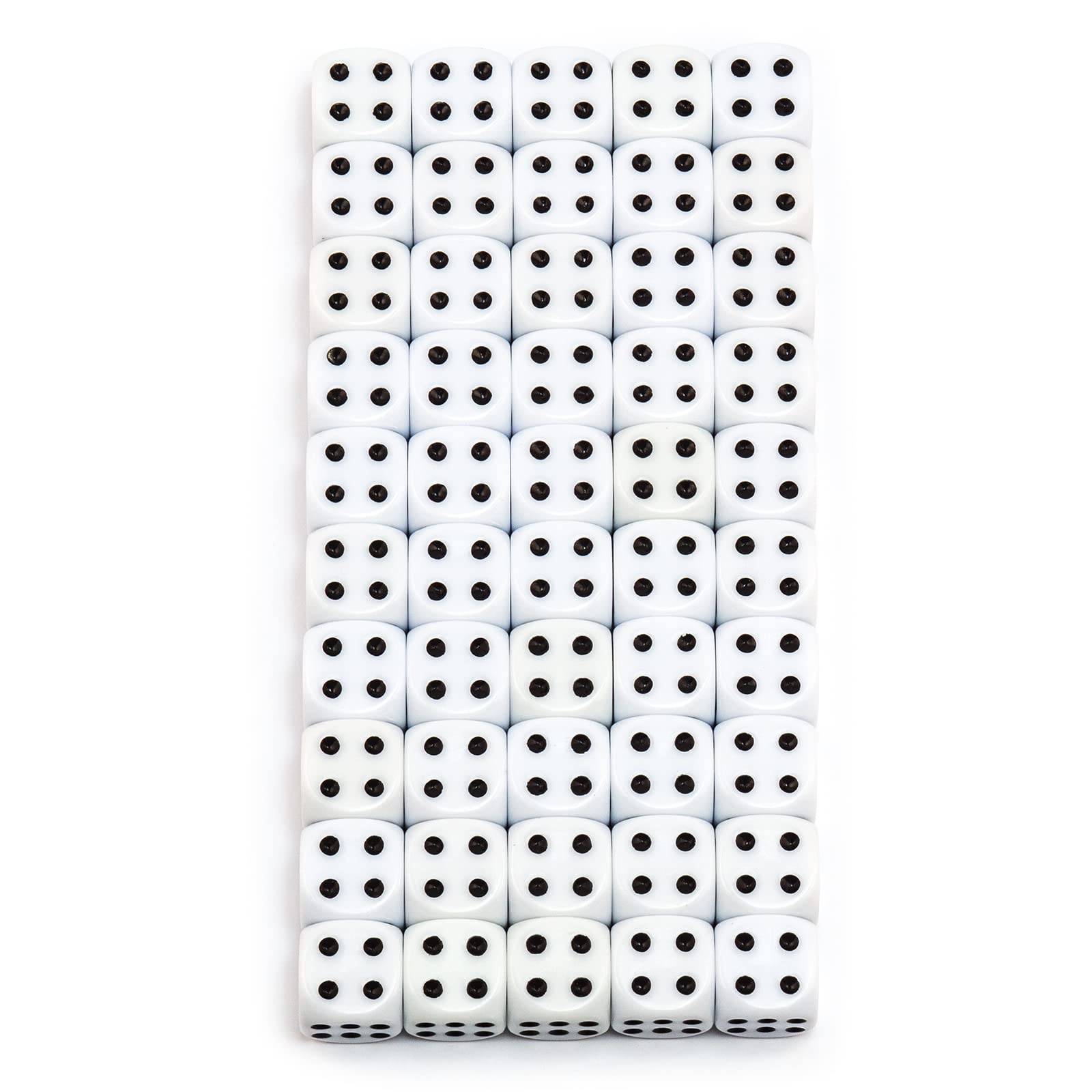 6, 12, 20, 30 o 50 dados de alta calidad, tamaño estándar, 16 mm, dados acrílicos de 16 mm, dados de juego de 6 caras, juego de accesorios de juego con bolsa de tela (blanco, 50 unidades)