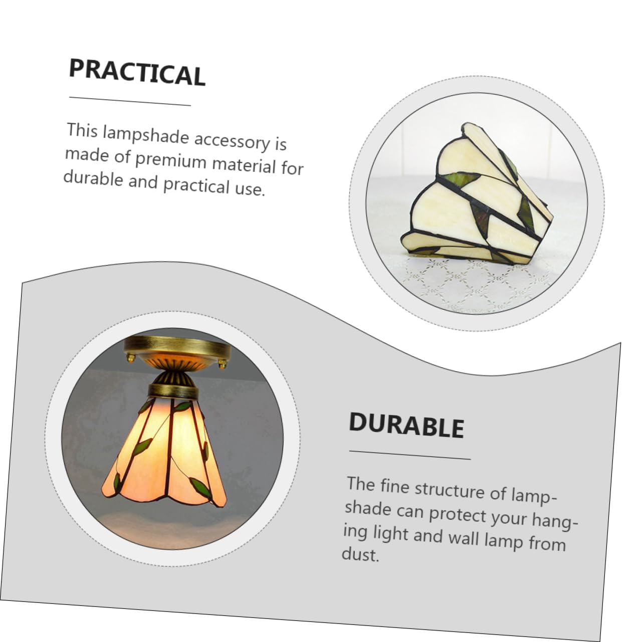 Dekorativer Lampenschirm aus Glas in Beige für Hängelampen