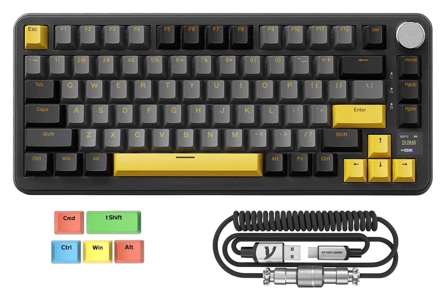 MAGIC-REFINER ATTACK SHARK X85PRO 75% Wireless Mechanical keyboard,TFT Smart Display&Knob,BT/2.4GHz/Wired Custom Gaming Keyboard,Gasket,Hot-Swap,RGB,