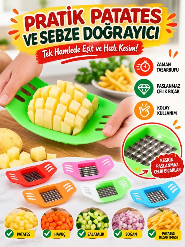 Doğrayıcı, Kızartmalık Parmak Patates Elma Dilimleyici Bıçak Aparat Sebze Kesme Aleti