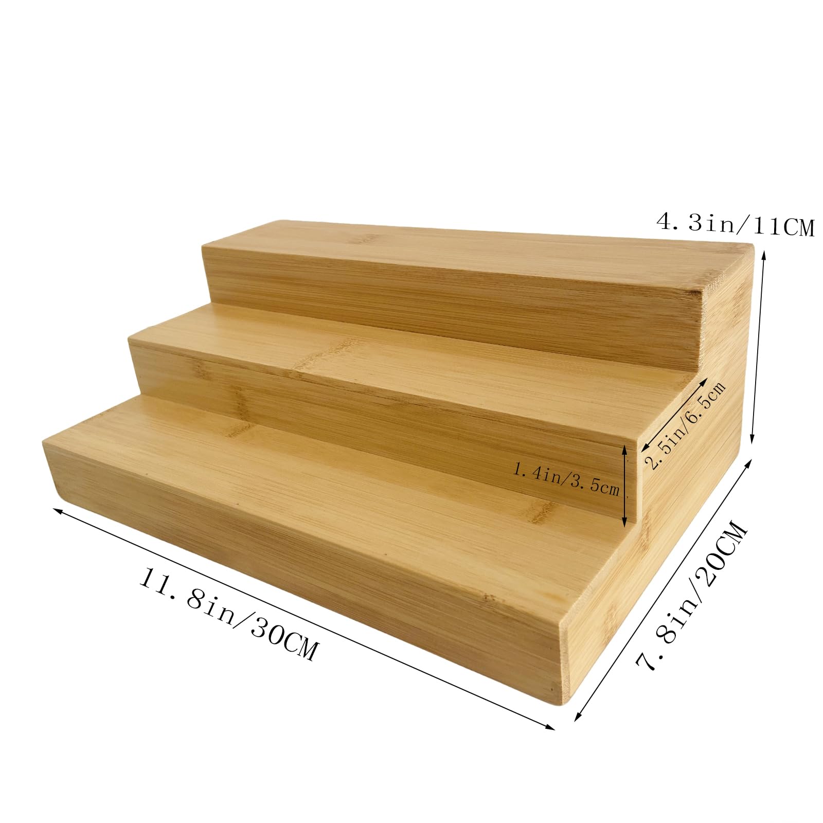 Lot de 2 étagères à épices en bambou à 3 niveaux - Pour armoire et plan de travail - Pour salle de bain, cuisine, bureau