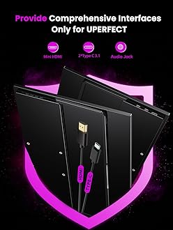 UPERFECT 17.3'' 4K Portable Monitor QLED, 500 Nits 100% DCI-P3 UHD FreeSync HDR 2 Speakers Eye Care Travel Monitor, 2 Fully Functional Type-C Port & HDMI for Laptop PC Phone, VESA & Stand