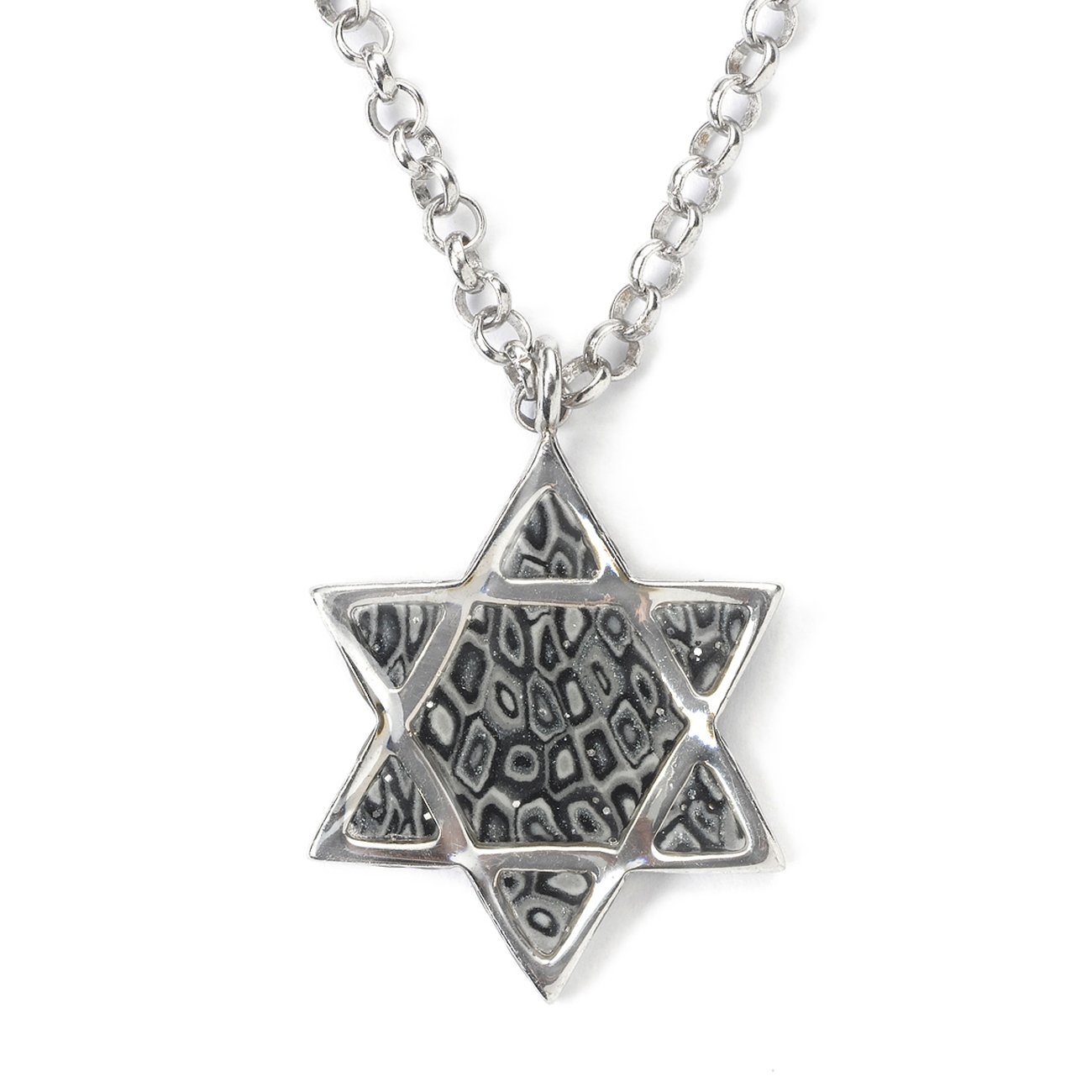 925 Sterling Silver Star of David Necklace for Men Jewish Pendant Handmade  Polymer Clay Jewelry,