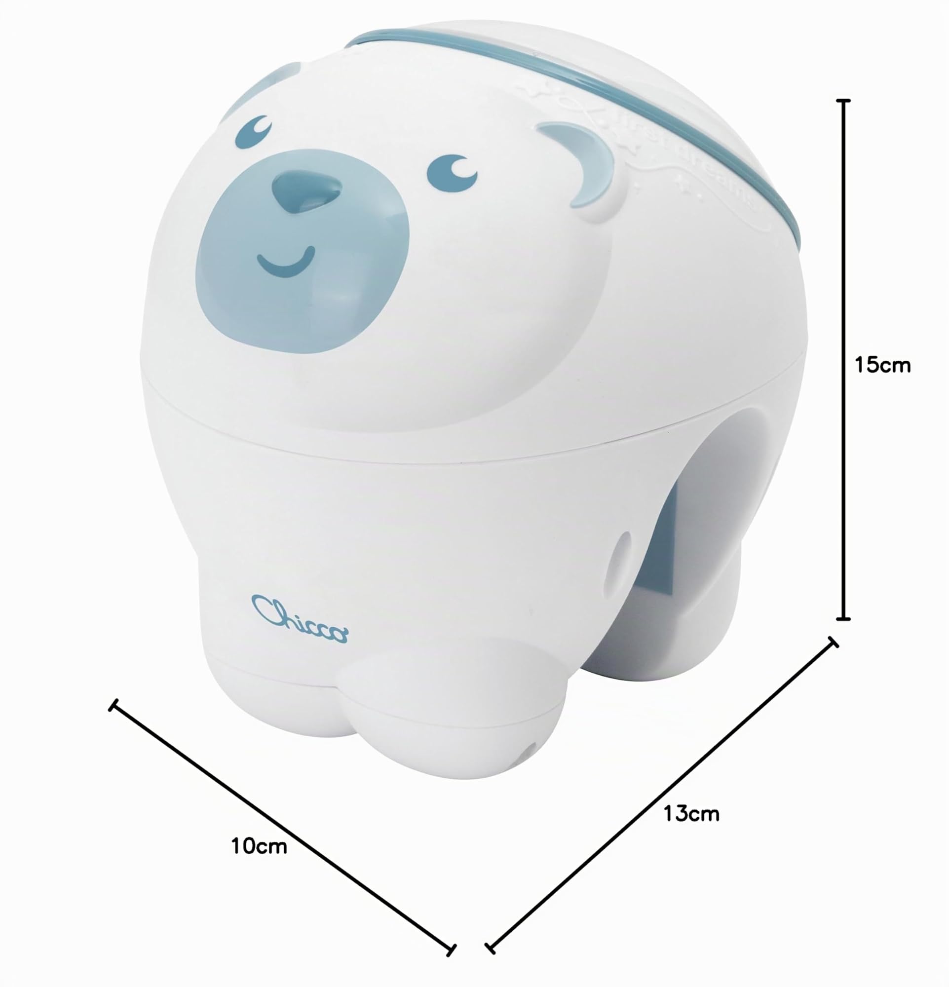 Chicco First Dreams Proiettore Orso Polare 2in1 da Culla e Comodino, Luce Notturna per Bambini, Musica Classica e Suoni Natura, Neonato 0+ Blu