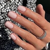 Vista 32 de 48 piezas de uñas postizas a presión color burdeos, uñas falsas en forma de almendra, pegamento para uñas, uñas de longitud media