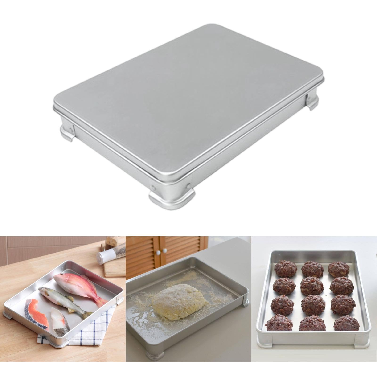 Contenitore per Alimenti Freschi in Alluminio, Versatile, Compatto E Professionale, per Frigorifero, Ideale per Conservare La Freschezza, 31.5 Cm X 23.5 Cm X