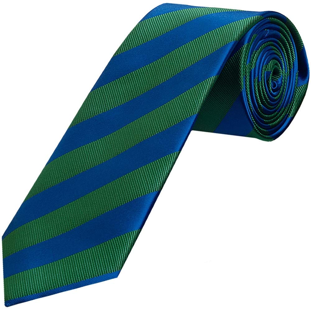 TIES R US Blue and Green Striped Classic Men's Tie Regular Tie Wedding Tie