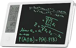 Agenda digital eletrônica para tablet com visor de umidade e temperatura do dia, calendário eletrônico multifuncional para escritório, estudante, casa, trabalho (branco)