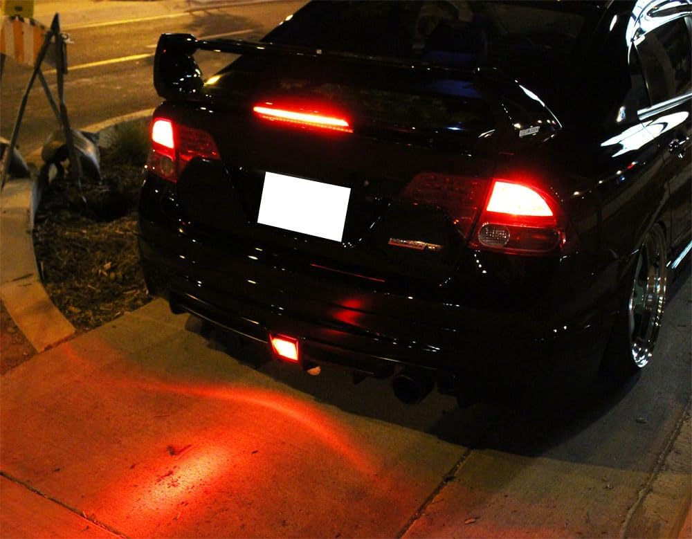 iJDMTOY Flashing/Strobe Red LED Rear Fog/Brake Lamp Kit Compatible With 13-up Scion FR-S, Subaru BRZ, 2014-up Scion tC, 2009-2020 Nissan 370z etc. w/Strobing Warning Stop Light Effect