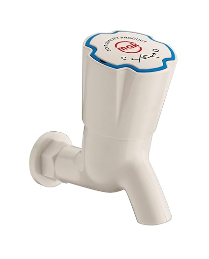 Axtry 4 Pcs Mak ABS Plastic Water Tap/Plastic Bib Cock/Routing Tap for Water Outlet/Washing Kitchen Sink Tap/Bathroom Bibcock for Hot & Cold Water/Basins Cock (1/2 Inch  15mm) (PTMT Ivory)