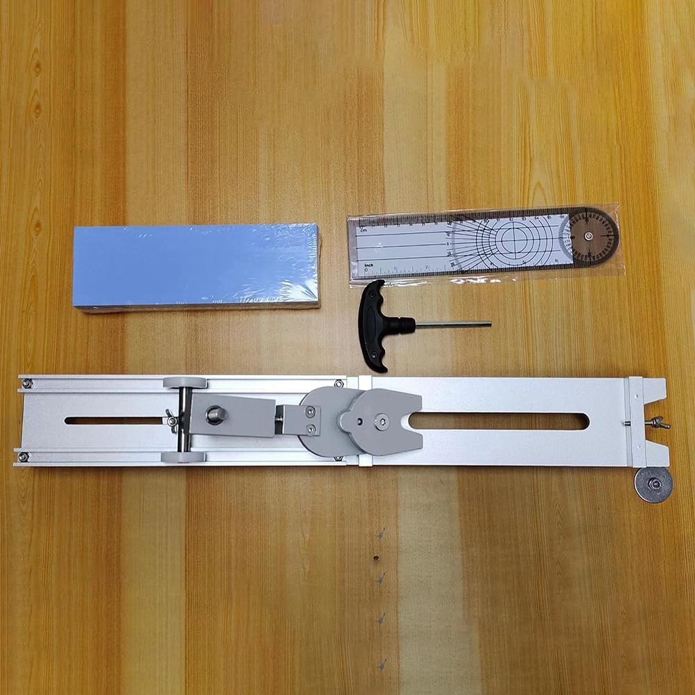 Fixed Angle Sharpener, Home Knife Manual Sharpening Machine with Protractor And White Corundum Sharpening Stone Aluminium Frame