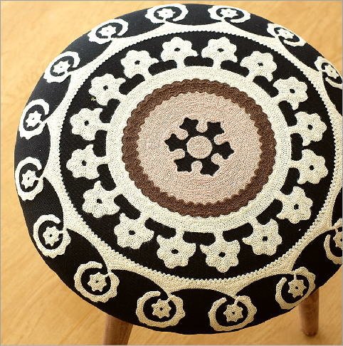 Amazon.co.jp: スツール かわいい おしゃれ 刺繍 高さ40cm 低め 木製