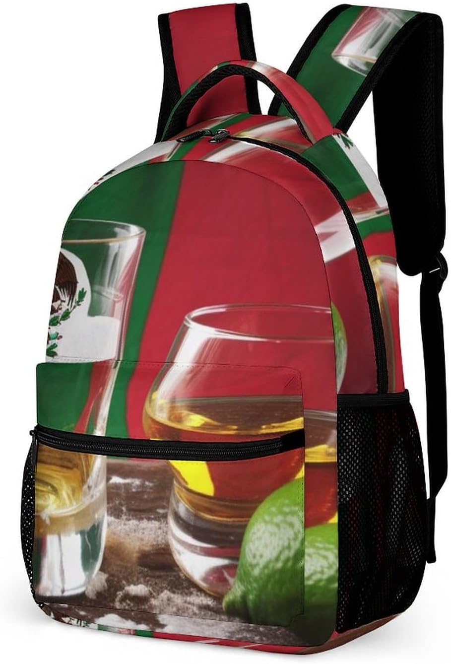 Backpack for Women Men Travel Mexico Flag And Tequila Daypack Lightweight Laptop Bag Carry On Backpacks for Work