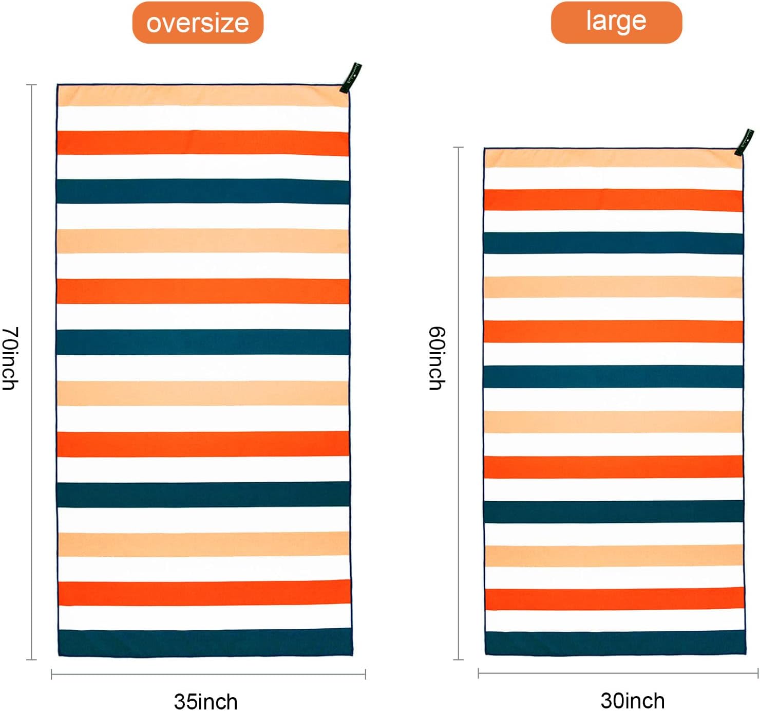 Exclusivo Mezcla 4 Pack Large Quick Dry Beach Towels, Microfiber Sandfree Cabana Stripe Pool Bath Swim Towel with Bag, Lightweight and Thin (Multi, 30x60 Inches) - Image 4