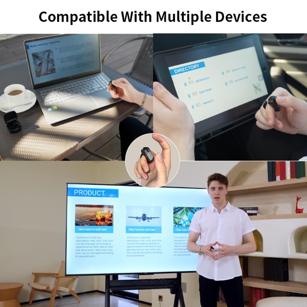 di scorrimento wireless, per dito ad aria per mouse, touchpad Bluetooth, per computer portatile/fotocamera/selfie, nero