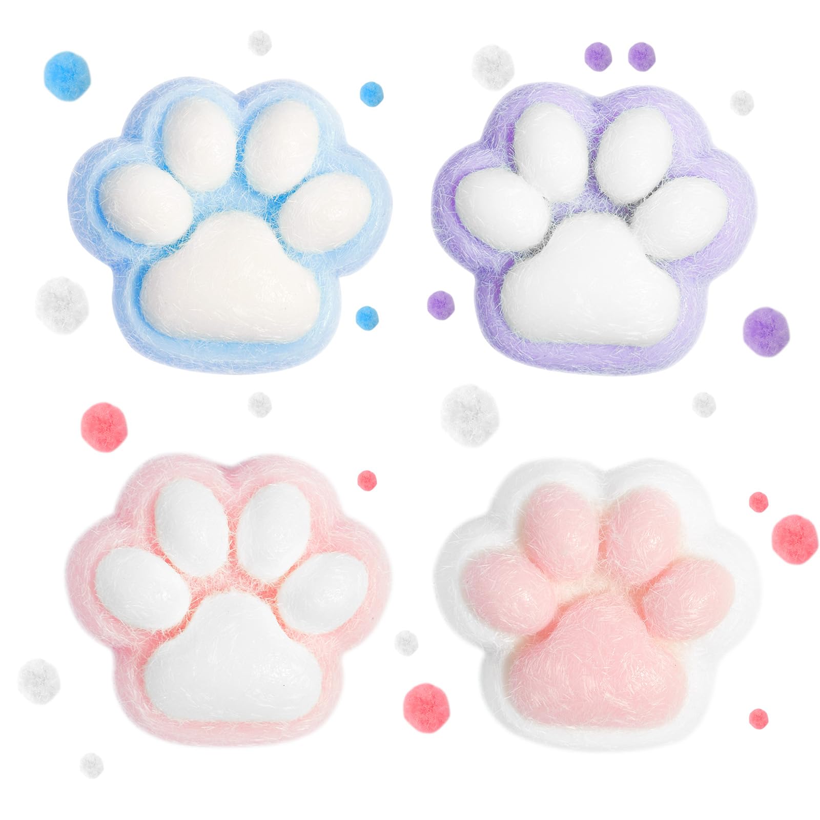 4 Pcs Taba Squishy, Cat Paw Squishy for Stress Relief Fun Fidget Toys, Cute Super Soft Squeeze Toys