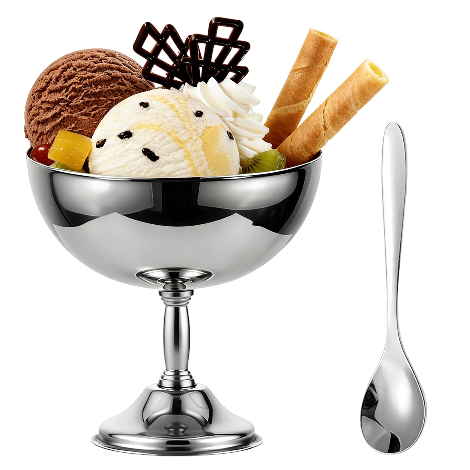 Tissting Ice Cream Bowl 270ml Stainless Steel Dessert Sundae Bowls