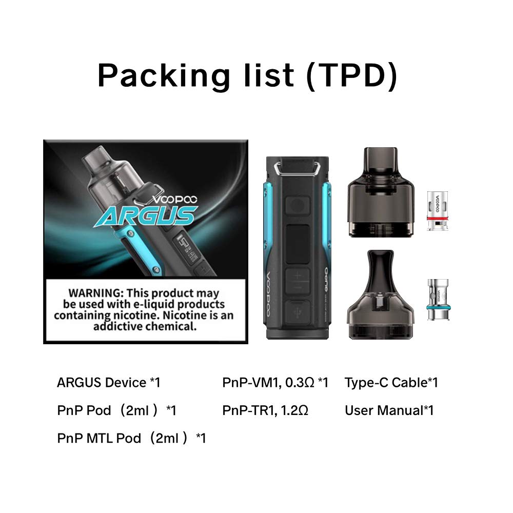 Voopoo Argus 1500mAh 40W Kit Voopoo Vape E Cigarettes Starter Kit Nicotine  Free (Litchi Leather Black Blue): Amazon.co.uk: Electronics & Photo