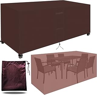 Fundas impermeables para muebles de patio, 213 x 132 x 74 cm, resistente al viento, tela Oxford resistente al viento, resistente al desgarro, con cinta impermeable y ventilación de aire, color marrón