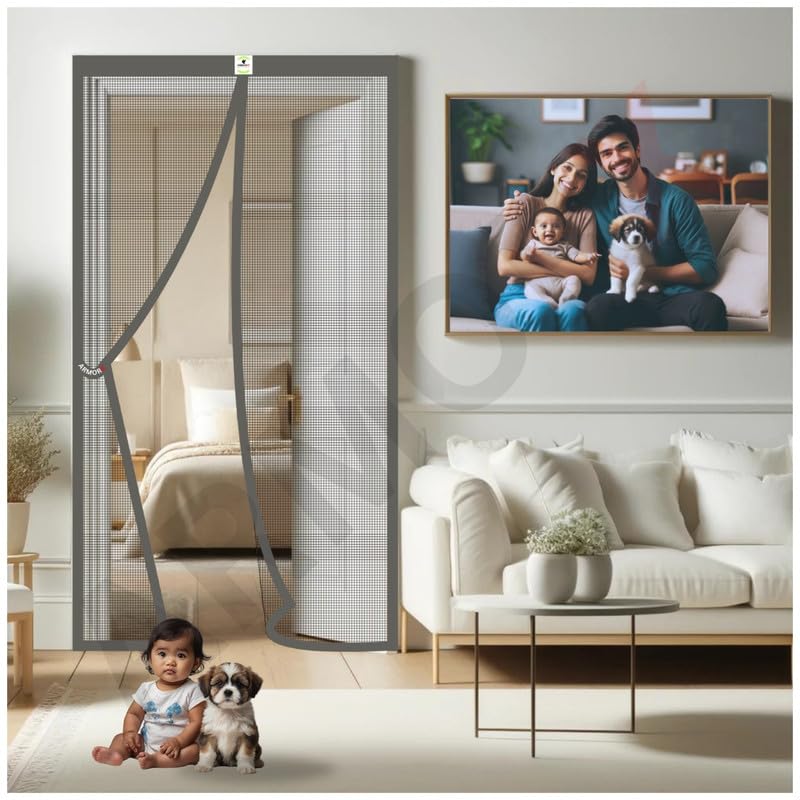 ARMORX High Tensile Polyester Magnetic Door Mosquito Net, Self Closing Magnets with Buckle Strap, Protection from Insects, Pets & Kids Friendly- GREY-200cm x 80cm (B0DDCQHN89) Amazon Price History, Amazon Price Tracker