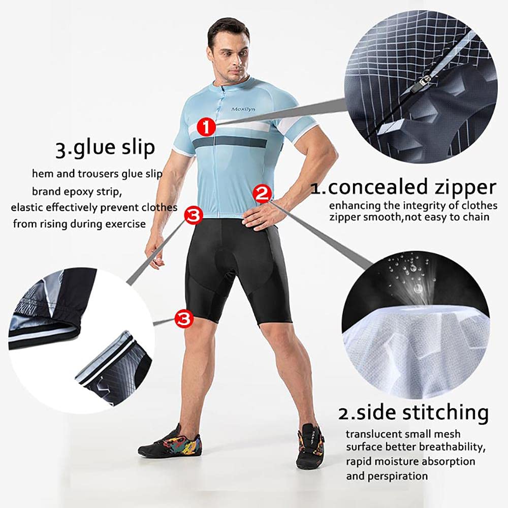 Hombres Jersey + Pantalones Cortos Mangas Cortas de Ciclismo Ropa Maillot Transpirable para Deportes al Aire Libre Ciclo Bicicleta
