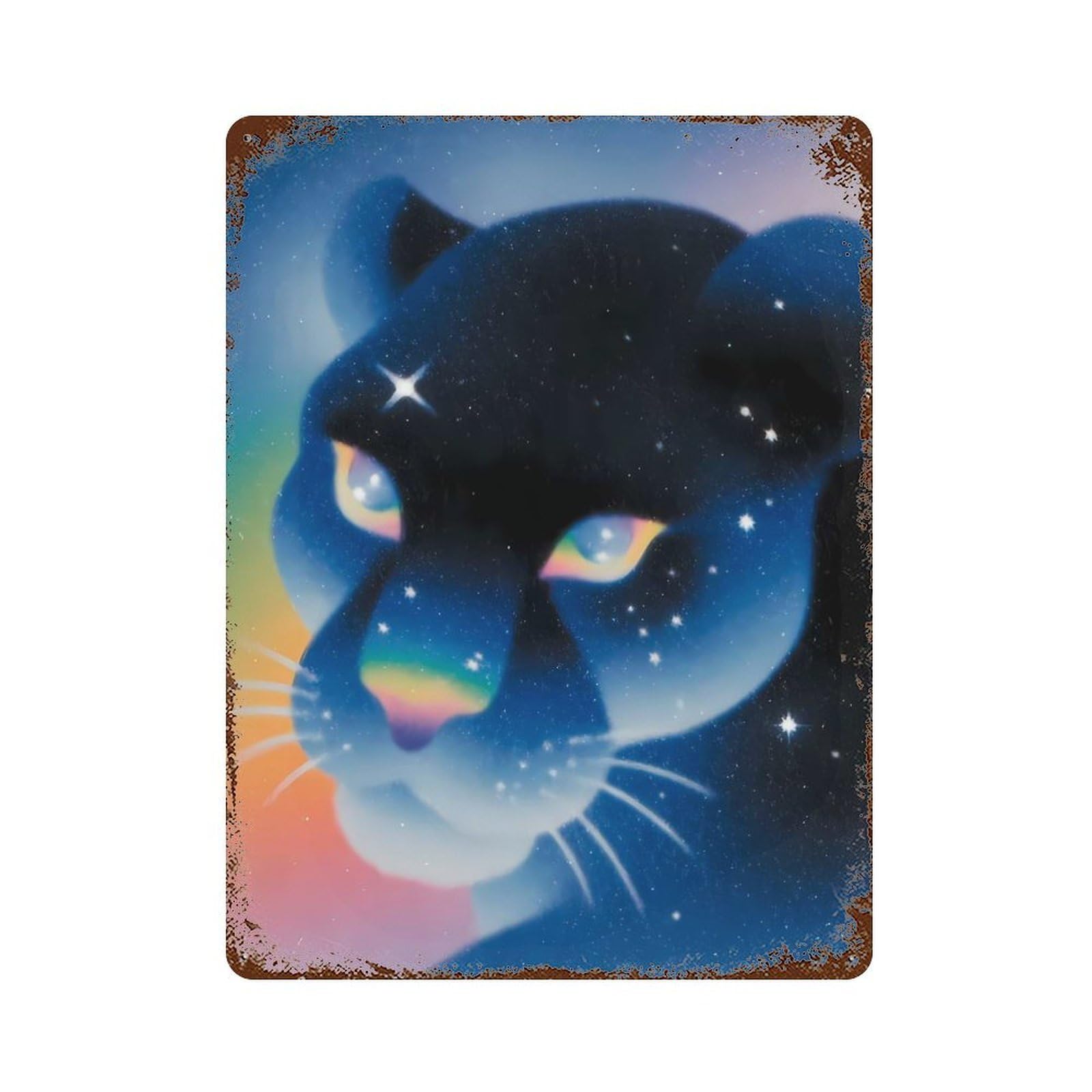 Cosmic Panther Portrait Retro Metal Sign 15.7"x11.8", Farmhouse Wall Decor for Garage, Pub Or Kitchen
