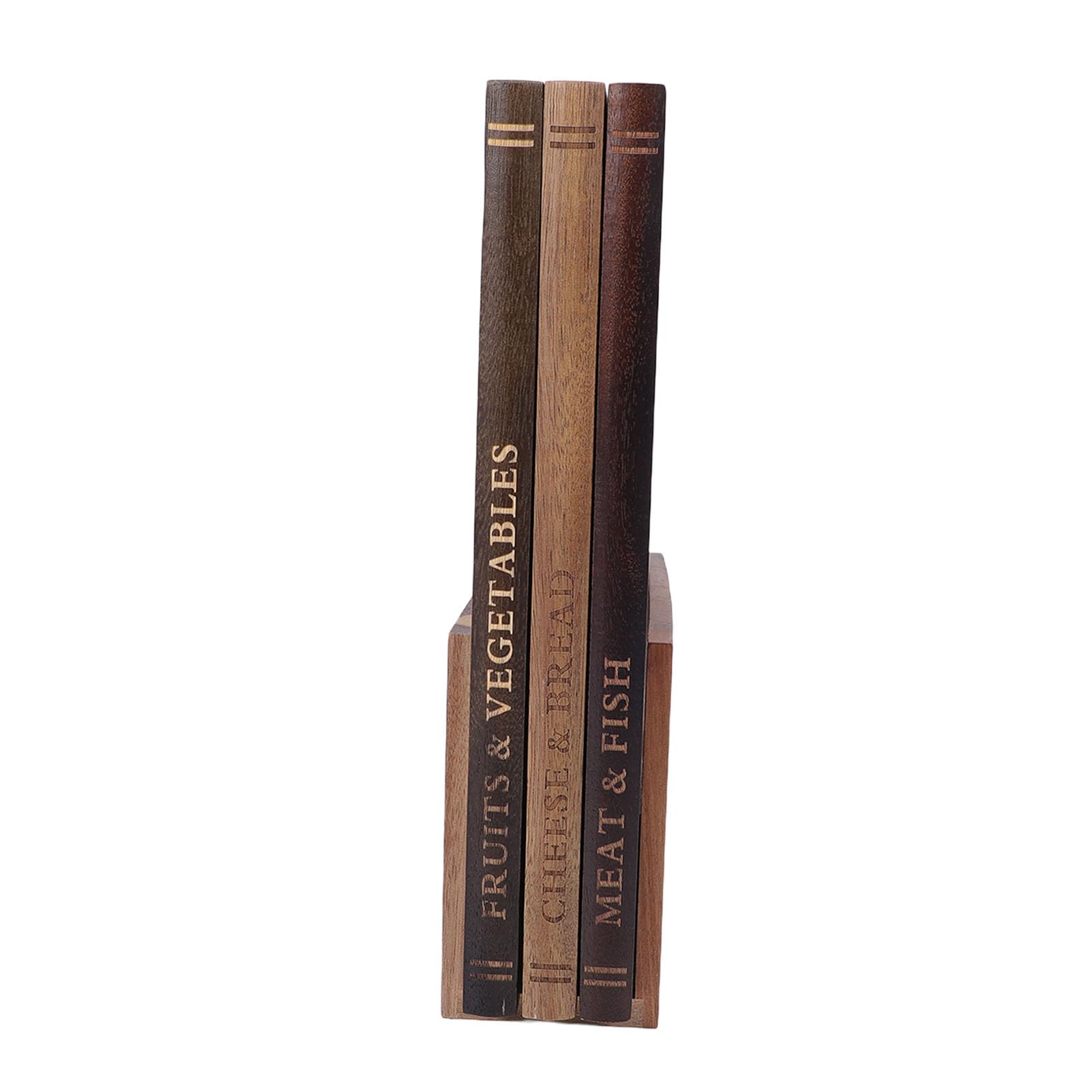 Juego de Tablas para Cortar Libros, Madera Maciza de, Juego de Tres Piezas, Tabla de Cortar de Madera, Tabla de Decorativa con Soporte de para Frutas, Verduras, Pan, Embutidos