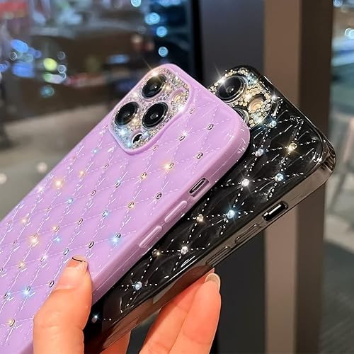 Miniatura 4 de Funda brillante compatible con iPhone 12 Pro Max con diamantes brillantes, TPU flexible con purpurina, ajuste delgado, antideslizante, protección de