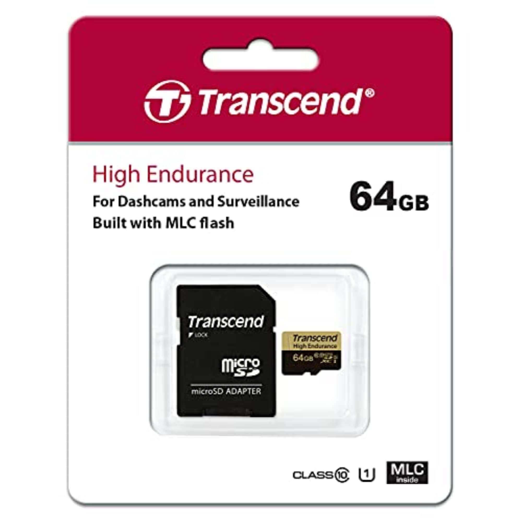 Transcend Carte Mémoire microSDXC 64 Go Haute Endurance TS64GUSDHC10V