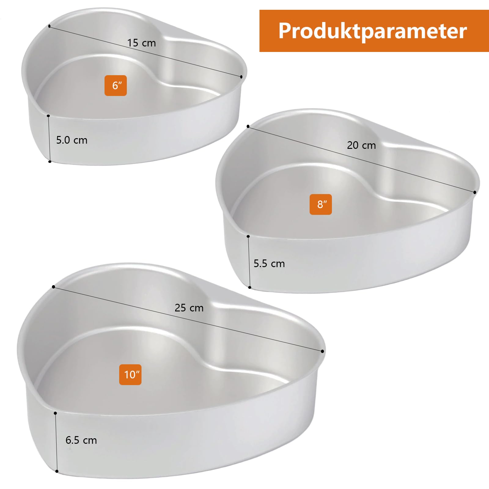 2 Herzförmige Silikon-Backformen, 25,4 Cm – Ofenfest, BPA-frei, Inkl. Pinsel & Schaber