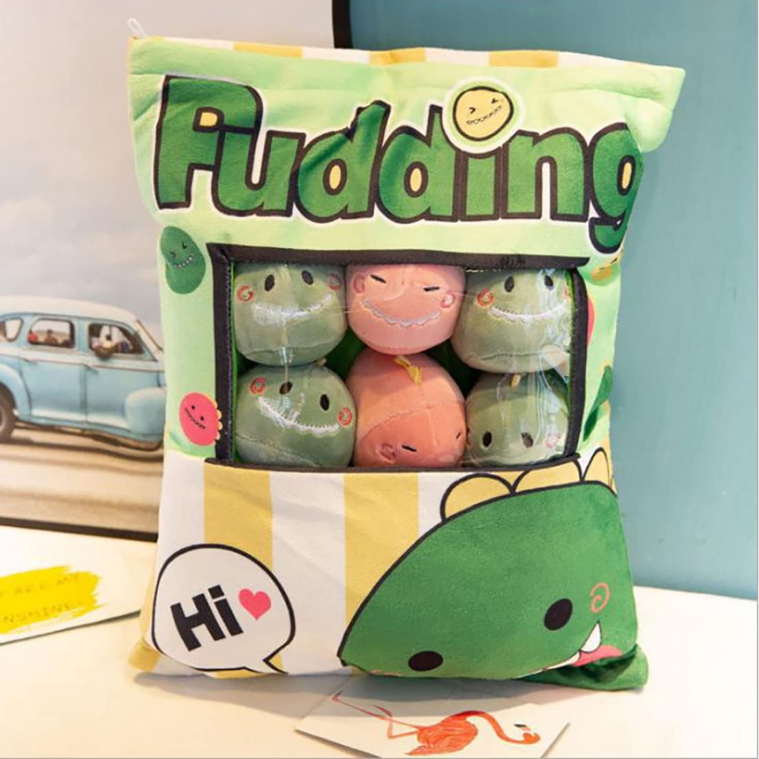 Lindo Snack Almohada rellena Mini Dinosaurios muñecas pudín Juguetes de Peluche Suave sofá Almohada para decoración del hogar Estilo 2